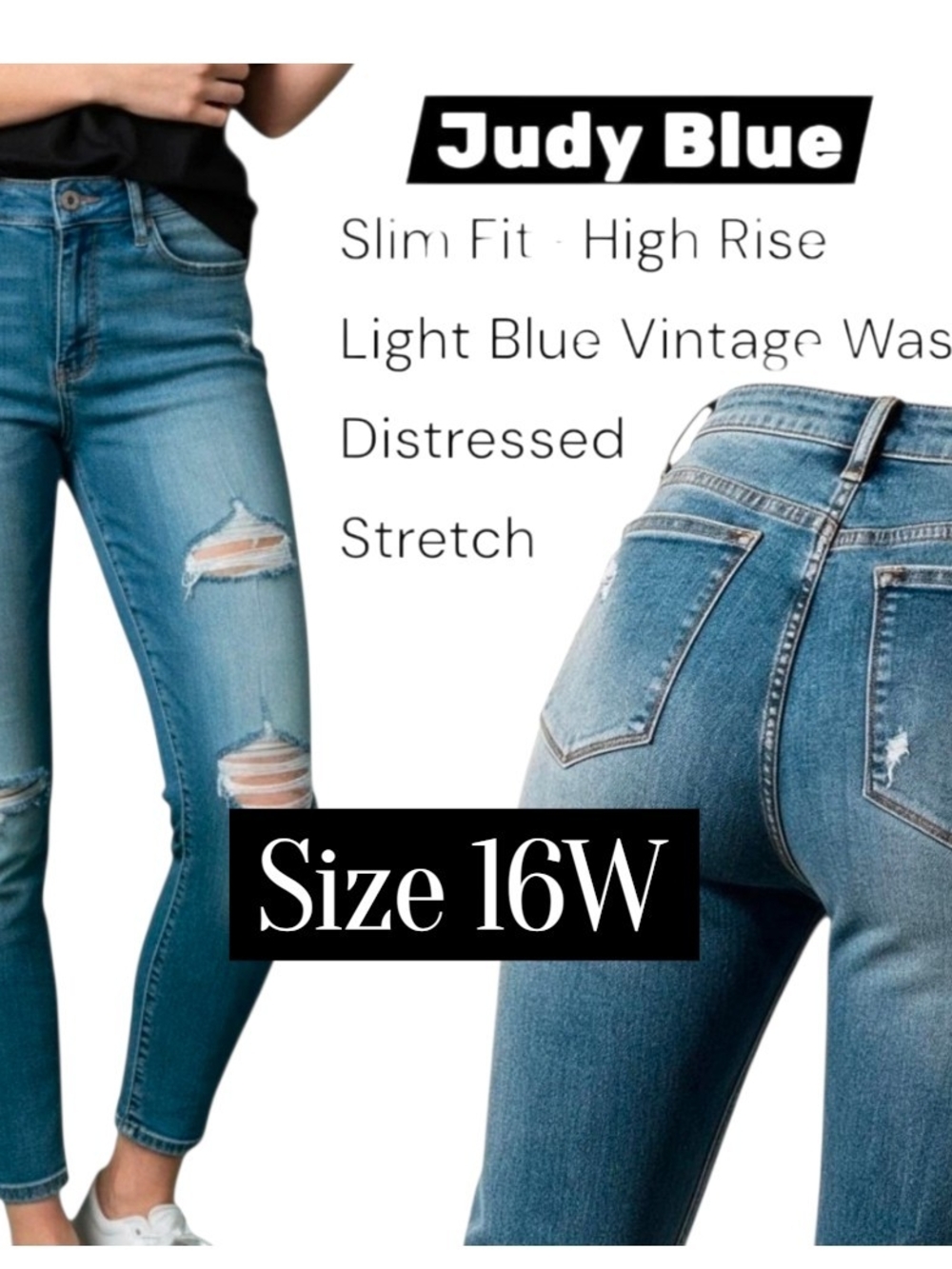 Judy Blue Light Blue High-Rise Distressed Slim Jeans